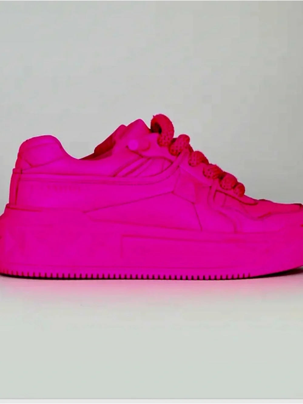 Valentino Garavani Neon Pink Lace-Up Sneakers